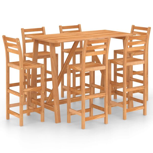 vidaXL Ensemble de bar d'ext&eacute;rieur 7 pcs Bois d'acacia massif