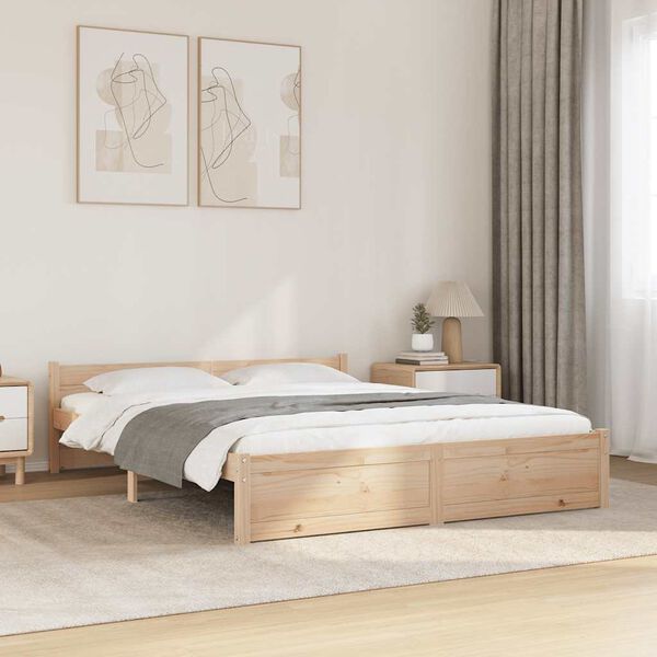 vidaXL Cadre de lit sans matelas bois massif 140x190 cm
