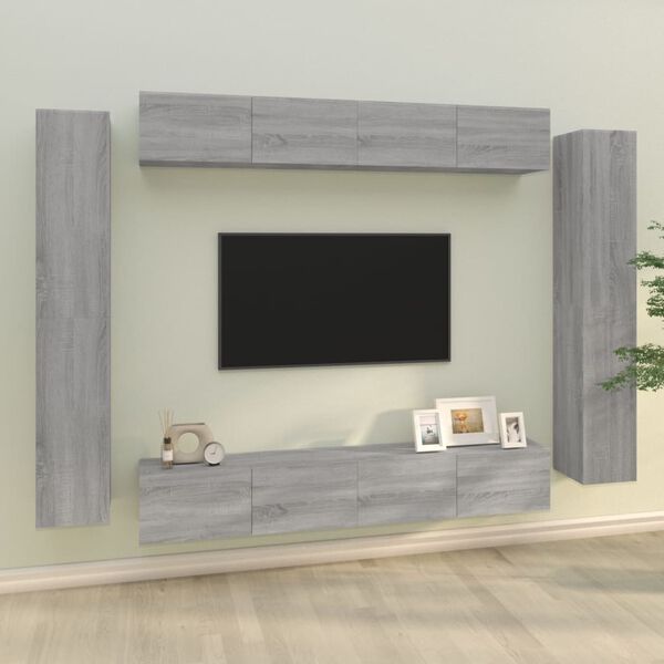 vidaXL Ensemble de meubles TV 8 pcs Sonoma gris Bois d'ing&eacute;nierie