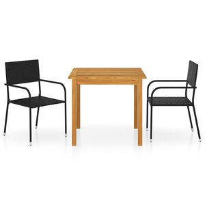 vidaXL Ensemble &agrave; manger de jardin 3 pcs Noir