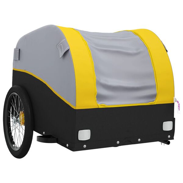 vidaXL Remorque pour v&eacute;lo noir et jaune 45 kg fer