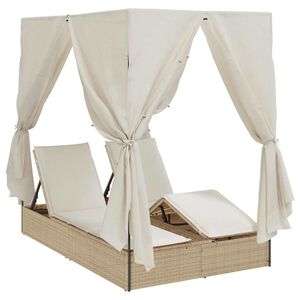 vidaXL Transat double R&eacute;glable Beige 205 x 129 x 200 cm polyrotin