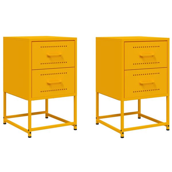 vidaXL Tables de chevet 2 pcs jaune moutarde 36x39x60,5 cm acier