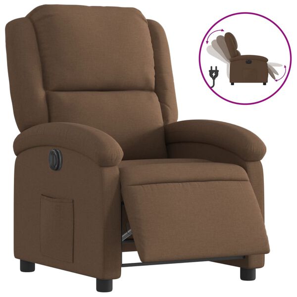 vidaXL Fauteuil inclinable &eacute;lectrique Marron Tissu