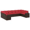 vidaXL Ensemble de canap&eacute; de jardin 10 pcs avec coussins marron r&eacute;sine tress&eacute;e