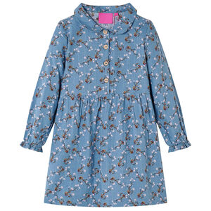 Robe pour enfants &agrave; manches longues bleu essence 128