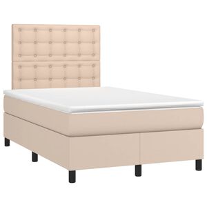 vidaXL Sommier &agrave; lattes de lit matelas cappuccino 120x190cm similicuir