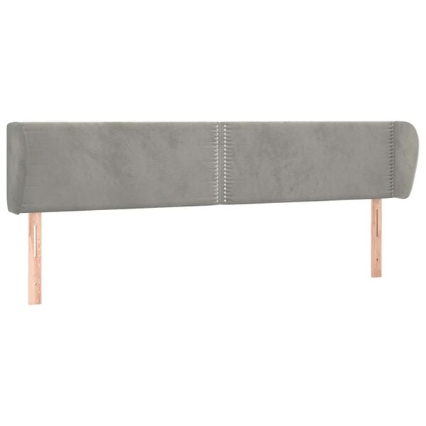 vidaXL T&ecirc;te de lit avec oreilles Gris clair 203x23x78/88 cm Velours