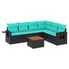 vidaXL Ensemble de canap&eacute; de jardin 7 pcs avec coussins noir r&eacute;sine tress&eacute;e