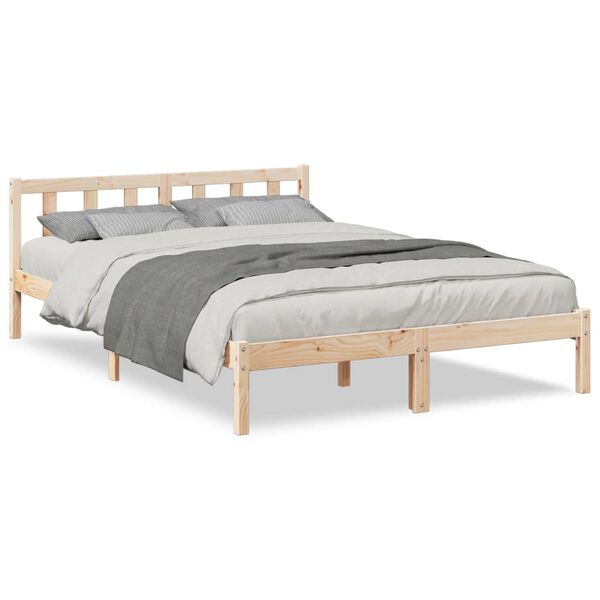 vidaXL Cadre de lit extra long sans matelas 140x220 cm bois massif pin