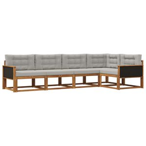 vidaXL Ensemble de canap&eacute;s d'ext&eacute;rieur 5 pcs Naturel et Gris clair