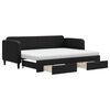 vidaXL Lit de jour avec gigogne et tiroirs noir 80x200 cm tissu