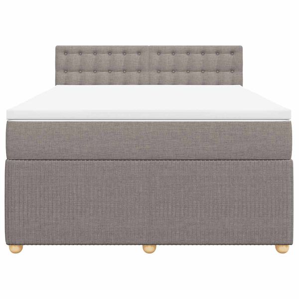 vidaXL Sommier &agrave; lattes de lit avec matelas Taupe 140x200 cm Tissu