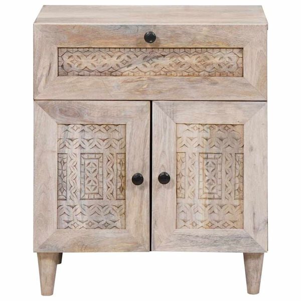 vidaXL Cabinet de chevet Beige 50 x 33 x 60 cm Bois d'acacia massif