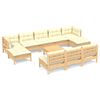 vidaXL Salon de jardin 11 pcs avec coussins cr&egrave;me bois de pin
