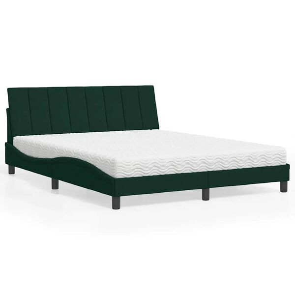 vidaXL Lit avec matelas Hanko vert foncé 160x200 cm velours