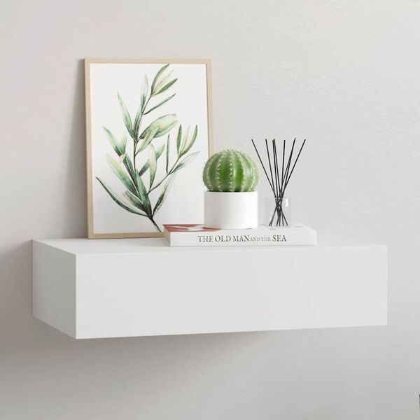vidaXL Étagère à tiroir murale Blanc 40x23,5x10 cm MDF