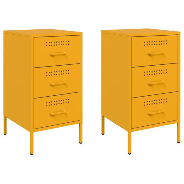 vidaXL Tables de chevet 2 pcs jaune moutarde 36x39x68 cm acier