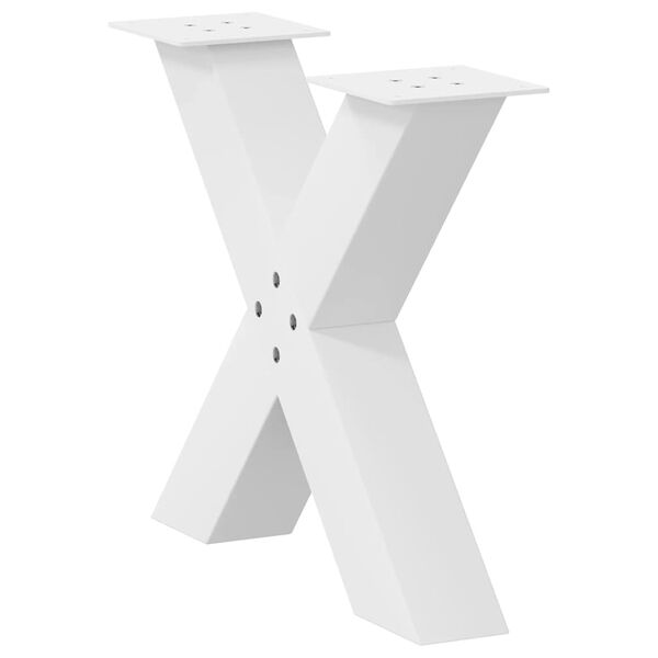 vidaXL Pieds de table basse en forme de X, 2 pièces, blanc, 50 x (42-43) cm, acier