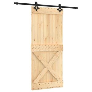 vidaXL Porte coulissante Naturel et noir 90 x 210 cm