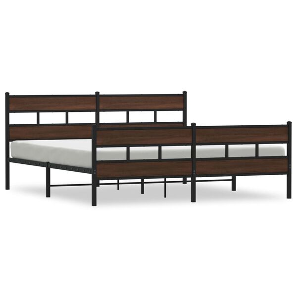 vidaXL Cadre de lit en m&eacute;tal sans matelas ch&ecirc;ne marron 200x200 cm