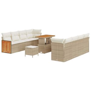 vidaXL Ensemble de canap&eacute; de jardin 11 pc 11 place Beige et cr&egrave;me