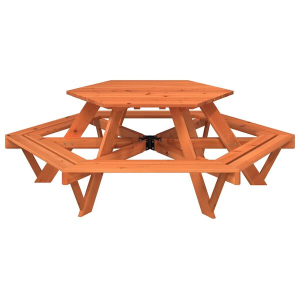 vidaXL Table de pique-nique pour 6 enfants avec bancs hexagonal sapin