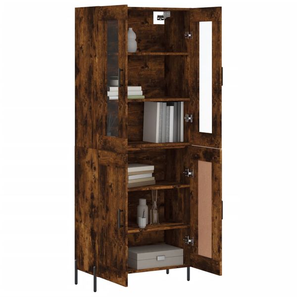 vidaXL Buffet haut Chêne fumé 69,5x34x180 cm Bois d'ingénierie