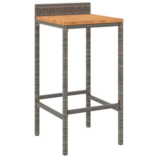 vidaXL Tabourets de bar lot de 4 gris résine tressée et bois d'acacia