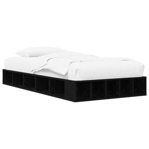 vidaXL Cadre de lit avec rangement avec &eacute;tag&egrave;re Ch&ecirc;ne noir 80 x 200 cm