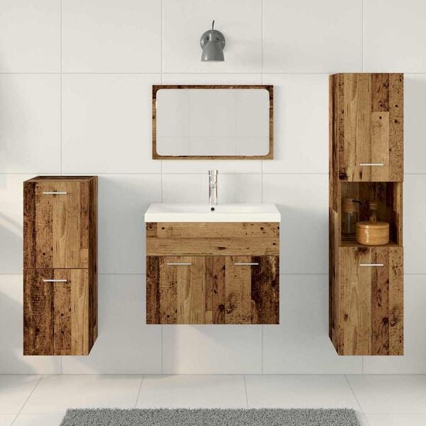 vidaXL Ensemble de mobilier de salle de bain 4 pcs Bois Ancien