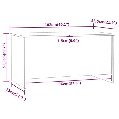 vidaXL Table basse Chêne sonoma 102x55,5x52,5 cm Bois d'ingénierie