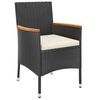 vidaXL Ensemble &agrave; manger de jardin coussins 7pcs Noir R&eacute;sine tress&eacute;e