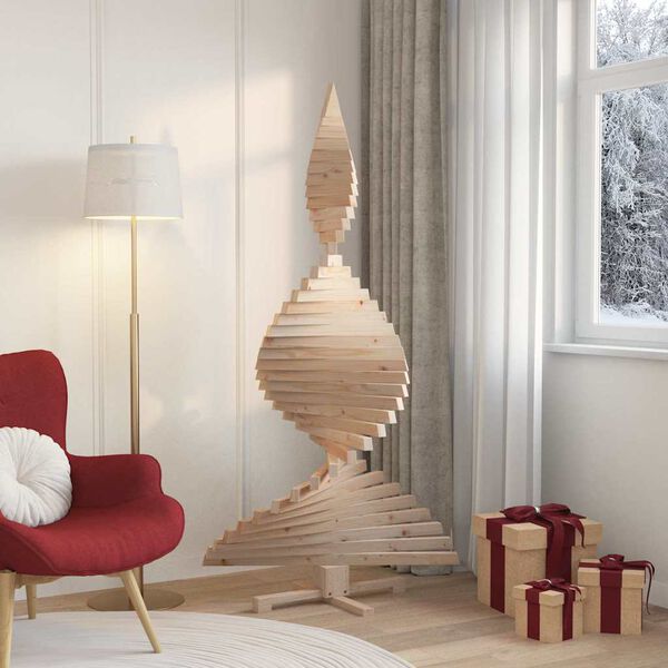 vidaXL Arbres de Noël avec support Naturel 180 cm Bois massif en pin