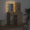 vidaXL Ensemble de table de maquillage avec LED 2 pcs Ch&ecirc;ne Sonoma