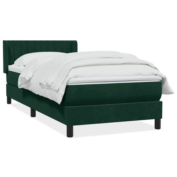 vidaXL Sommier &agrave; lattes de lit et matelas vert fonc&eacute; 80x220 cm velours