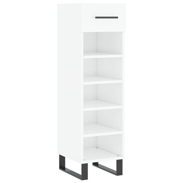 vidaXL Armoire &agrave; chaussure Blanc brillant 30x35x105 cm Bois ing&eacute;nierie