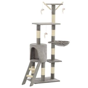 vidaXL Arbre &agrave; chat avec griffoirs en sisal 138 cm Gris