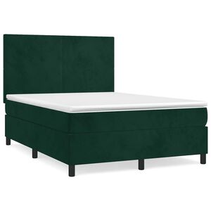 vidaXL Sommier &agrave; lattes de lit et matelas Vert fonc&eacute; 140x200cm Velours