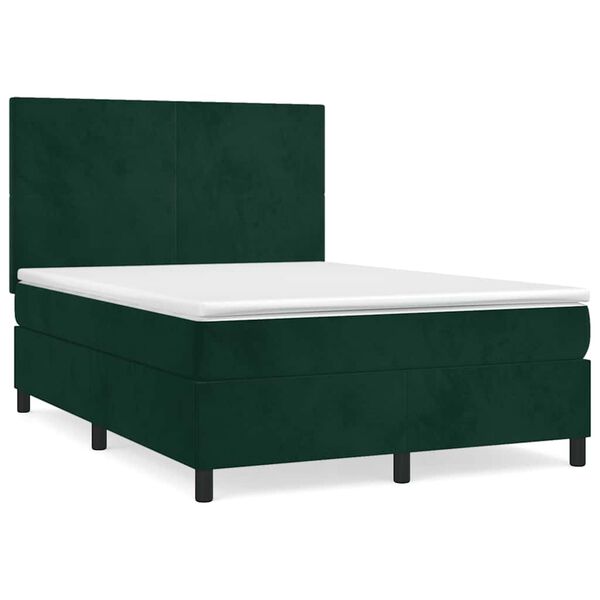 vidaXL Sommier &agrave; lattes de lit et matelas Vert fonc&eacute; 140x200cm Velours