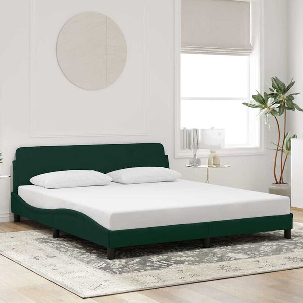 vidaXL Cadre de lit Dover vert fonc&eacute; 180x200 cm velours