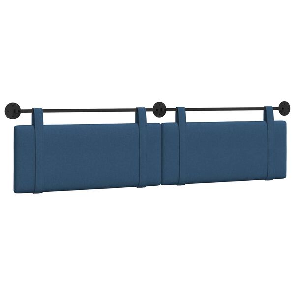 vidaXL T&ecirc;te de lit suspendue Montage mural Bleu 210 x 55 x 5 cm tissu