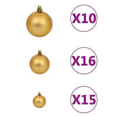 vidaXL Set de boules de Noël avec pic et 300 LED 120pcs Doré et bronze