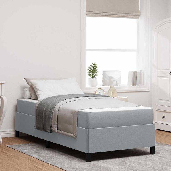 vidaXL Lit &agrave; ressorts avec matelas Gris clair 90 x 190 cm tissu
