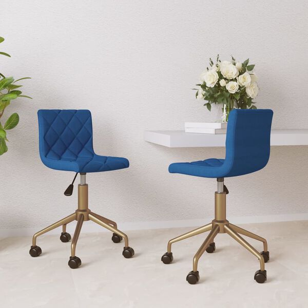 vidaXL Chaises pivotantes &agrave; manger lot de 2 bleu velours