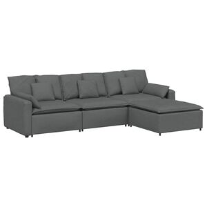 vidaXL Canap&eacute; modulable avec repose-pieds et coussins gris fonc&eacute;