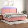 vidaXL Sommier &agrave; lattes de lit matelas et LED Rose 200x200 cm Velours