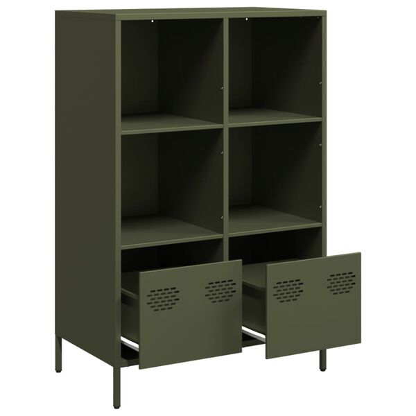 vidaXL Buffet haut vert olive 68x39x103,5 cm acier