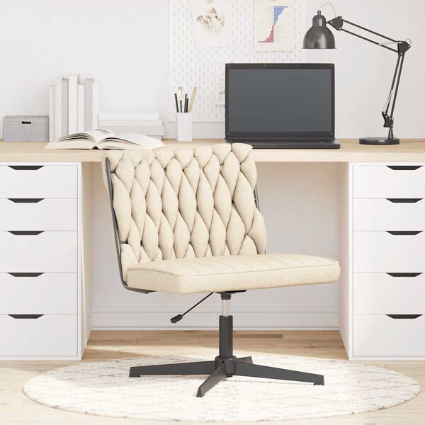 vidaXL Chaise pivotante de bureau Cr&egrave;me Tissu