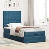 vidaXL Cadre de lit ottoman avec matelas bleu fonc&eacute; 90x200 cm velours